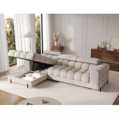 Ecksofa mit Stauraum ELIS – hellbeige, linke Ecke