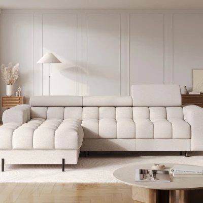 Ecksofa mit Stauraum ELIS – hellbeige, linke Ecke