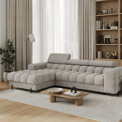 Ecksofa mit Stauraum ELIS – grau-beige, linke Ecke