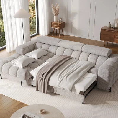 Ecksofa mit Stauraum ELIS – grau-beige, linke Ecke