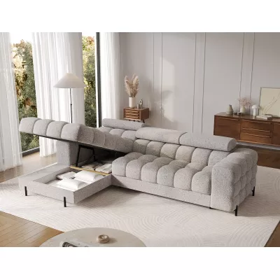 Ecksofa mit Stauraum ELIS – grau-beige, linke Ecke