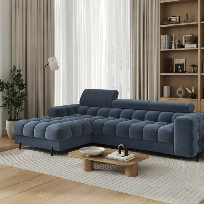 Ecksofa mit Stauraum ELIS - blau, linke Ecke