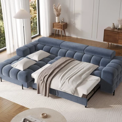 Ecksofa mit Stauraum ELIS - blau, linke Ecke