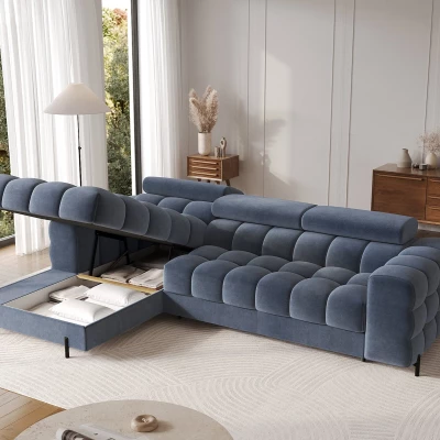 Ecksofa mit Stauraum ELIS - blau, linke Ecke