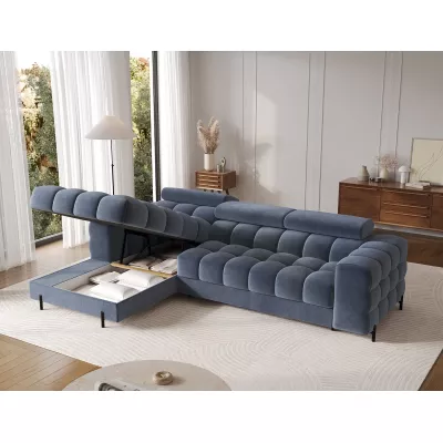 Ecksofa mit Stauraum ELIS - blau, linke Ecke