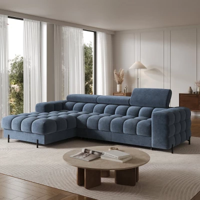 Ecksofa mit Stauraum ELIS - blau, linke Ecke