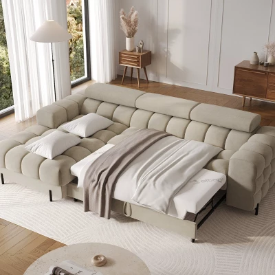 Ecksofa mit Stauraum ELIS – dunkelbeige, linke Ecke