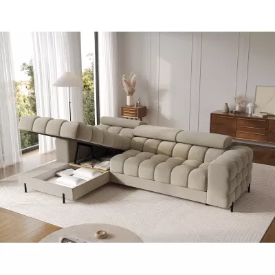Ecksofa mit Stauraum ELIS – dunkelbeige, linke Ecke