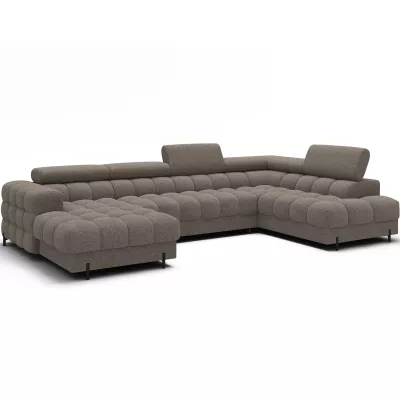 U-förmiges Sofa mit Stauraum ELISA – Dunkelbeige, echtes Design