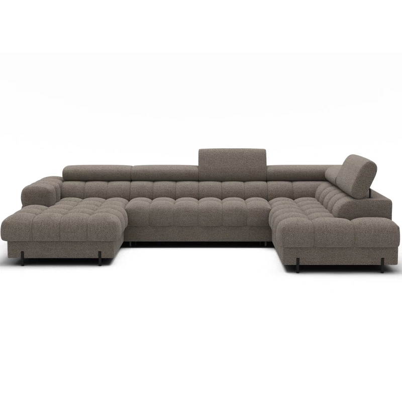 U-förmiges Sofa mit Stauraum ELISA – Dunkelbeige, echtes Design