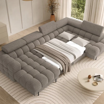 U-förmiges Sofa mit Stauraum ELISA – Dunkelbeige, echtes Design