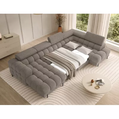 U-förmiges Sofa mit Stauraum ELISA – Dunkelbeige, echtes Design