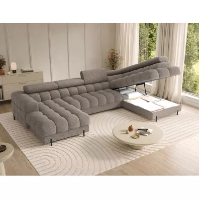 U-förmiges Sofa mit Stauraum ELISA – Dunkelbeige, echtes Design