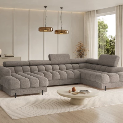 U-förmiges Sofa mit Stauraum ELISA – Dunkelbeige, echtes Design