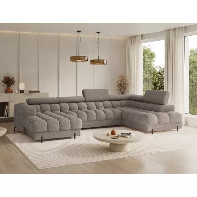 U-förmiges Sofa mit Stauraum ELISA – Dunkelbeige, echtes Design