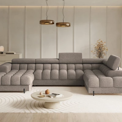 U-förmiges Sofa mit Stauraum ELISA – Dunkelbeige, echtes Design