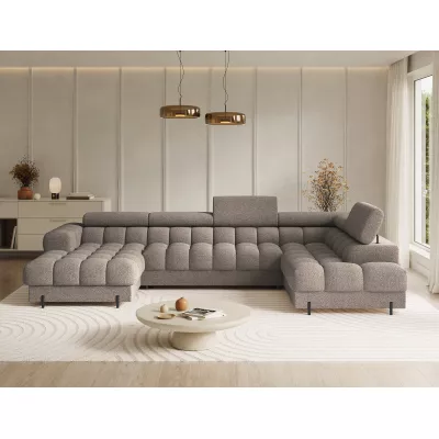 U-förmiges Sofa mit Stauraum ELISA – Dunkelbeige, echtes Design