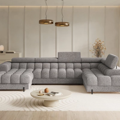 Sofagarnitur mit U-förmigem Stauraum ELISA – grau-beige, echtes Design