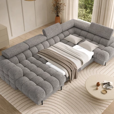 Sofagarnitur mit U-förmigem Stauraum ELISA – grau-beige, echtes Design