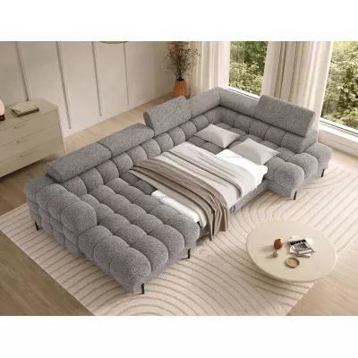 Sofagarnitur mit U-förmigem Stauraum ELISA – grau-beige, echtes Design