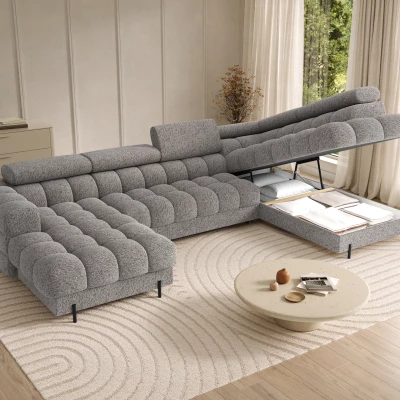 Sofagarnitur mit U-förmigem Stauraum ELISA – grau-beige, echtes Design