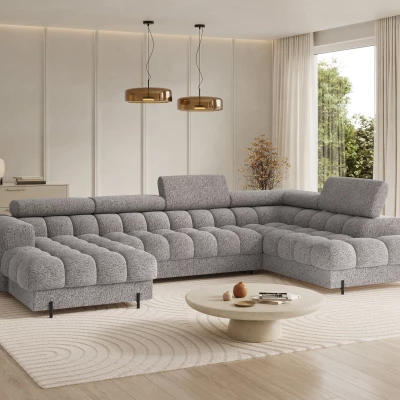 Sofagarnitur mit U-förmigem Stauraum ELISA – grau-beige, echtes Design