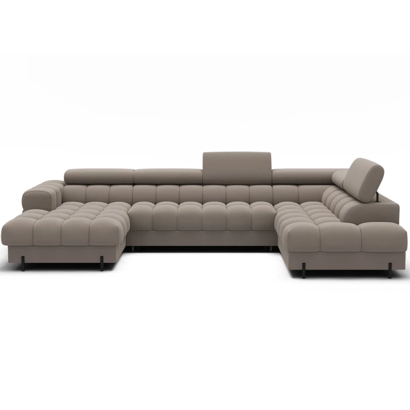 U-förmiges Sofa mit Stauraum ELISA – beige, echtes Design