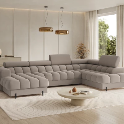 U-förmiges Sofa mit Stauraum ELISA – beige, echtes Design