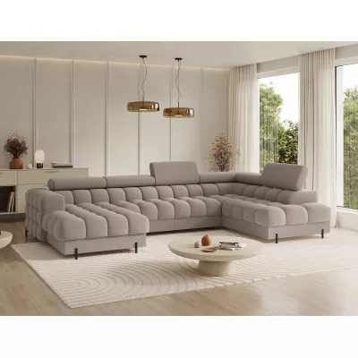 U-förmiges Sofa mit Stauraum ELISA – beige, echtes Design