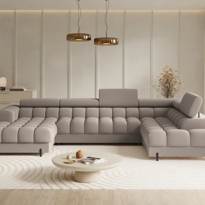 U-förmiges Sofa mit Stauraum ELISA – beige, echtes Design