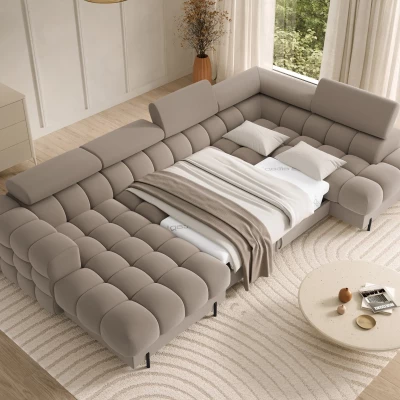 U-förmiges Sofa mit Stauraum ELISA – beige, echtes Design