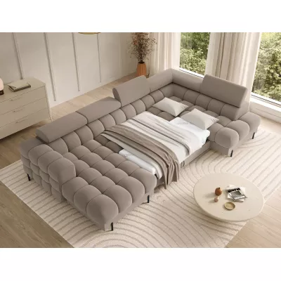 U-förmiges Sofa mit Stauraum ELISA – beige, echtes Design