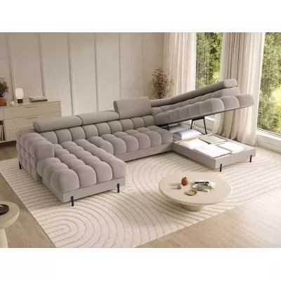 U-förmiges Sofa mit Stauraum ELISA – beige, echtes Design