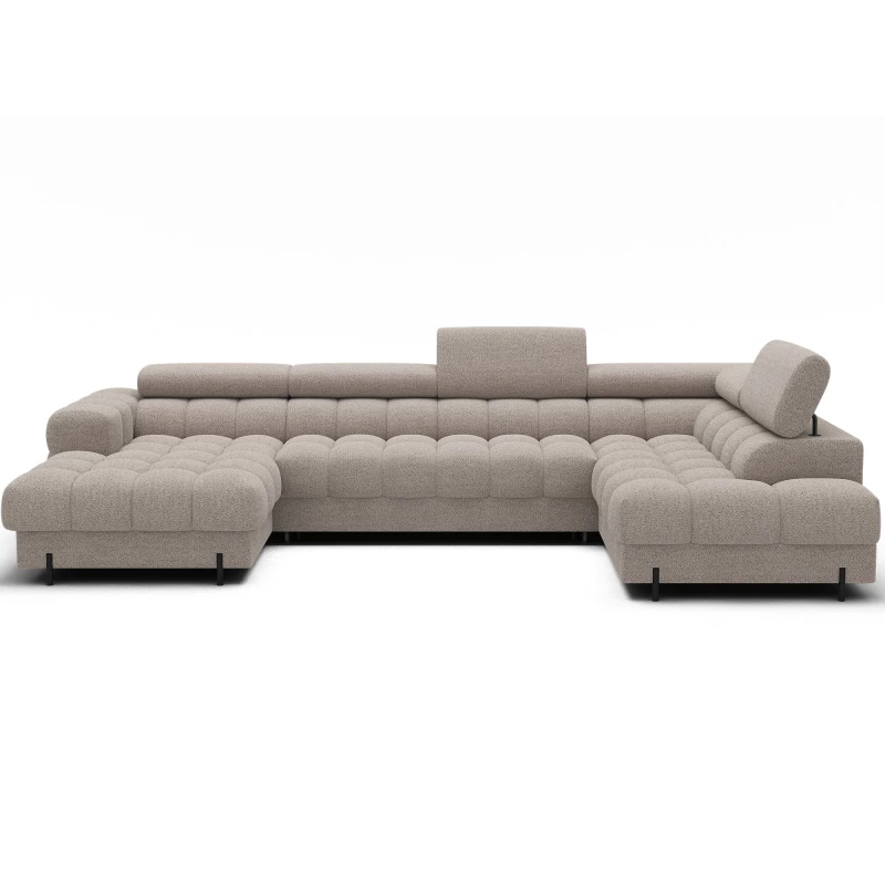 U-förmiges Sofa mit Stauraum ELISA – hellbeige, echtes Design
