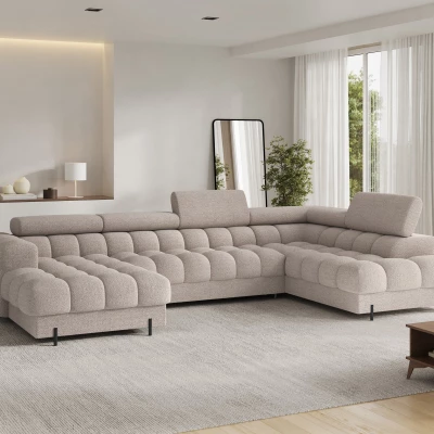 U-förmiges Sofa mit Stauraum ELISA – hellbeige, echtes Design