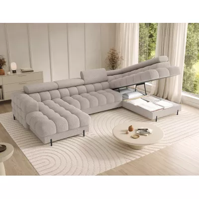 U-förmiges Sofa mit Stauraum ELISA – hellbeige, echtes Design
