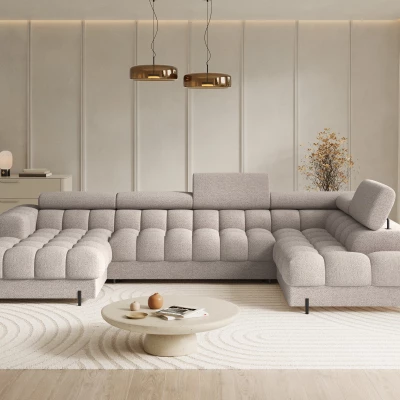 U-förmiges Sofa mit Stauraum ELISA – hellbeige, echtes Design