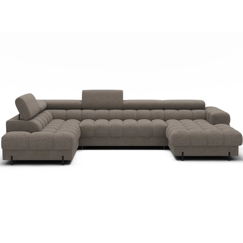 U-förmiges Sofa mit Stauraum ELISA – dunkelbeige, linke Ausführung