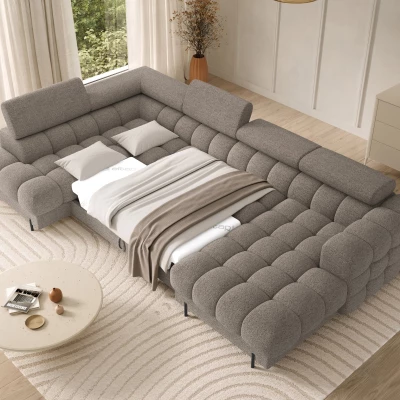 U-förmiges Sofa mit Stauraum ELISA – dunkelbeige, linke Ausführung