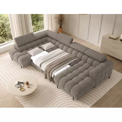 U-förmiges Sofa mit Stauraum ELISA – dunkelbeige, linke Ausführung