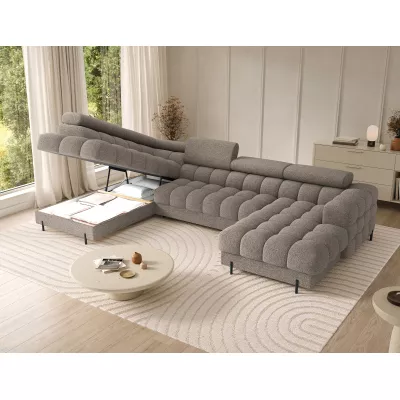 U-förmiges Sofa mit Stauraum ELISA – dunkelbeige, linke Ausführung
