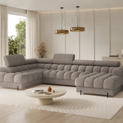 U-förmiges Sofa mit Stauraum ELISA – dunkelbeige, linke Ausführung