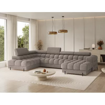 U-förmiges Sofa mit Stauraum ELISA – dunkelbeige, linke Ausführung