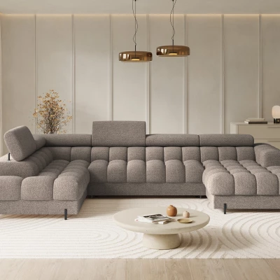 U-förmiges Sofa mit Stauraum ELISA – dunkelbeige, linke Ausführung