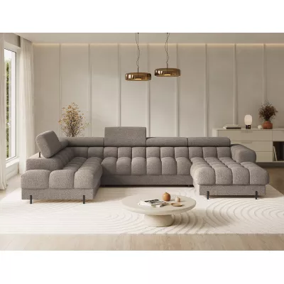 U-förmiges Sofa mit Stauraum ELISA – dunkelbeige, linke Ausführung