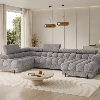 Sofagarnitur mit U-förmigem Stauraum ELISA – grau-beige, linke Ausführung