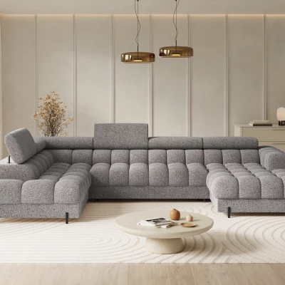 Sofagarnitur mit U-förmigem Stauraum ELISA – grau-beige, linke Ausführung