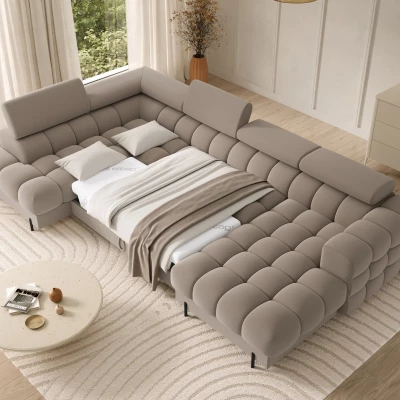 U-förmiges Sofa mit Stauraum ELISA – beige, linke Ausführung