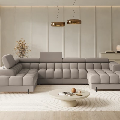U-förmiges Sofa mit Stauraum ELISA – beige, linke Ausführung