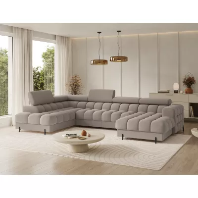 U-förmiges Sofa mit Stauraum ELISA – beige, linke Ausführung